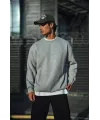 Kışlık Bisiklet Yaka Üç İplik Basic SweatShirt - Gri