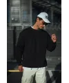 Kışlık Bisiklet Yaka Üç İplik Basic SweatShirt - Siyah