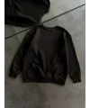 Kışlık Bisiklet Yaka Üç İplik Basic SweatShirt - Siyah