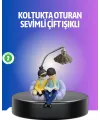 Kitap Okuyan Çift Figürlü Gece Lambası Romantik Dekoratif Masa Lambası