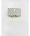 Kıvrımlı Yeşil Gözlü Yılan Detaylı Altılı Küpe - Kp00564