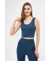 Kolsuz Sporcu Baskılı Crop - Turkuaz