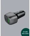 Kompakt Tasarımlı Type-c + Usb Girişli Araç Şarj Başlığı