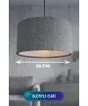 Koyu Gri Kumaş Başlıklı Sarkıt Avize 35 CM