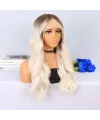 Koyu Kumral / Beyaz Platin Ombreli Su Dalgalı Tül Peruk
