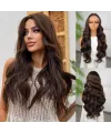Koyu Kumral Dalgalı Fiber Sentetik Tül Peruk