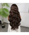 Koyu Kumral Dalgalı Fiber Sentetik Tül Peruk