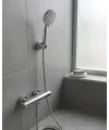Krem Duş Başlığı Seti 4 Kademeli El Duşu Spiral Hortumlu Banyo Seti
