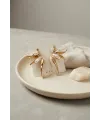 Krem Renk Lotus Yaprak Model Kadın Küpe