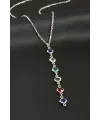 Kristal Taşlı Çelik Kolye