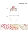 Kristal Taşlı Pembe Birthday Princess Yazılı Parti Tacı 19x11 cm