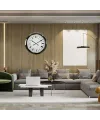 Krom Desenli 60 x 60 Cm Metal Duvar Saati
