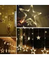 Kumandalı Yıldız Figürlü 12 Sarkıtlı 120 Led Uzaktan Kumandalı Dekor Işık – Masaüstü Ve Ortam Aydınlatması