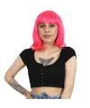 Küt Kahküllü Fiber Sentetik Peruk - Neon Pembe