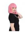 Küt Kahküllü Fiber Sentetik Peruk - Şeker Pembe