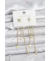 Kutup Yıldızı Model Gold Renk Pirinç Sallantılı Kadın Küpe