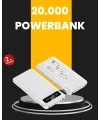 Led Işıklı 20.000mah Powerbank Lcd Gösterge Dahili Çoklu Kablo