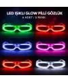 LED Işıklı Glow Pilli Parti Gözlüğü - Glow Efektli 6 Adet 5 Renk