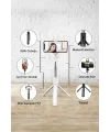 Led Işıklı Selfie Çubuğu Bluetooth Kumandalı Kablosuz Tripot Selfie Monopod Selfie Stick (Beyaz)