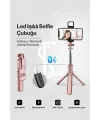Led Işıklı Selfie Çubuğu Bluetooth Kumandalı Kablosuz Tripot Selfie Monopod Selfie Stick (Pembe)