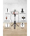Led Işıklı Selfie Çubuğu Bluetooth Kumandalı Kablosuz Tripot Selfie Monopod Selfie Stick (Pembe)