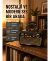 Led’li Nostaljik Bluetooth Hoparlör – Vintage Tasarım, Ahşap Doku