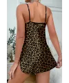 Leopar Desenli Saten Gecelik