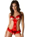 Liona Ağı Açık Dantelli Kadın Kırmızı Fantezi Gecelik Babydoll