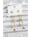 Lotus Model Gold Renk Pirinç Sallantılı Kadın Küpe