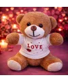 Love Baskılı Tişörtlü Kahverengi Peluş Ayıcık