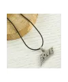 Love Yazılı Metal Vinlex Deri Kolye
