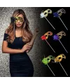 Lüks Taşlı Saplı Maskeli Balo Maskesi Mor Renk 35 cm