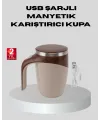 Manyetik Karıştırıcı Kupa Usb Şarjlı Otomatik Karıştırma Çift Katmanlı