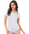  Bayan Kısa Kol Çıtçıtlı Body Beyaz