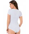  Bayan Kısa Kol Çıtçıtlı Body Beyaz