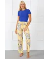  Bayan Penye Bol Paça Pantolon Sarı
