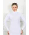  Bayan Uzun Kol Boğazlı Body Beyaz