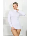  Bayan Uzun Kol Boğazlı Body Beyaz