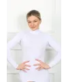  Bayan Uzun Kol Boğazlı Body Beyaz