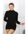  Bayan Uzun Kol Boğazlı Body Siyah