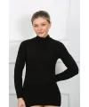  Bayan Uzun Kol Boğazlı Body Siyah