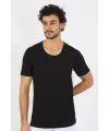  Erkek Açık Yaka Siyah Penye Atlet
