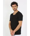  Erkek Açık Yaka Siyah Penye Atlet