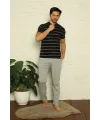  Erkek Siyah 3lü Pijama Takım
