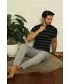 Erkek Siyah 3lü Pijama Takım