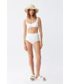  Kadın Basic Beyaz Pedli Yüksek Bel Bikini Takımı