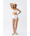  Kadın Basic Beyaz Pedli Yüksek Bel Bikini Takımı