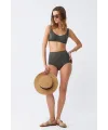  Kadın Basic Haki Pedli Yüksek Bel Bikini Takımı