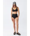  Kadın Basic Siyah Pedli Yüksek Bel Bikini Takımı