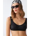  Kadın Basic Siyah Pedli Yüksek Bel Bikini Takımı
